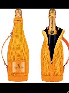 Veuve Clicquot Orange Champagne Bottle Ice Jacket Zippered Sleeve with Handle